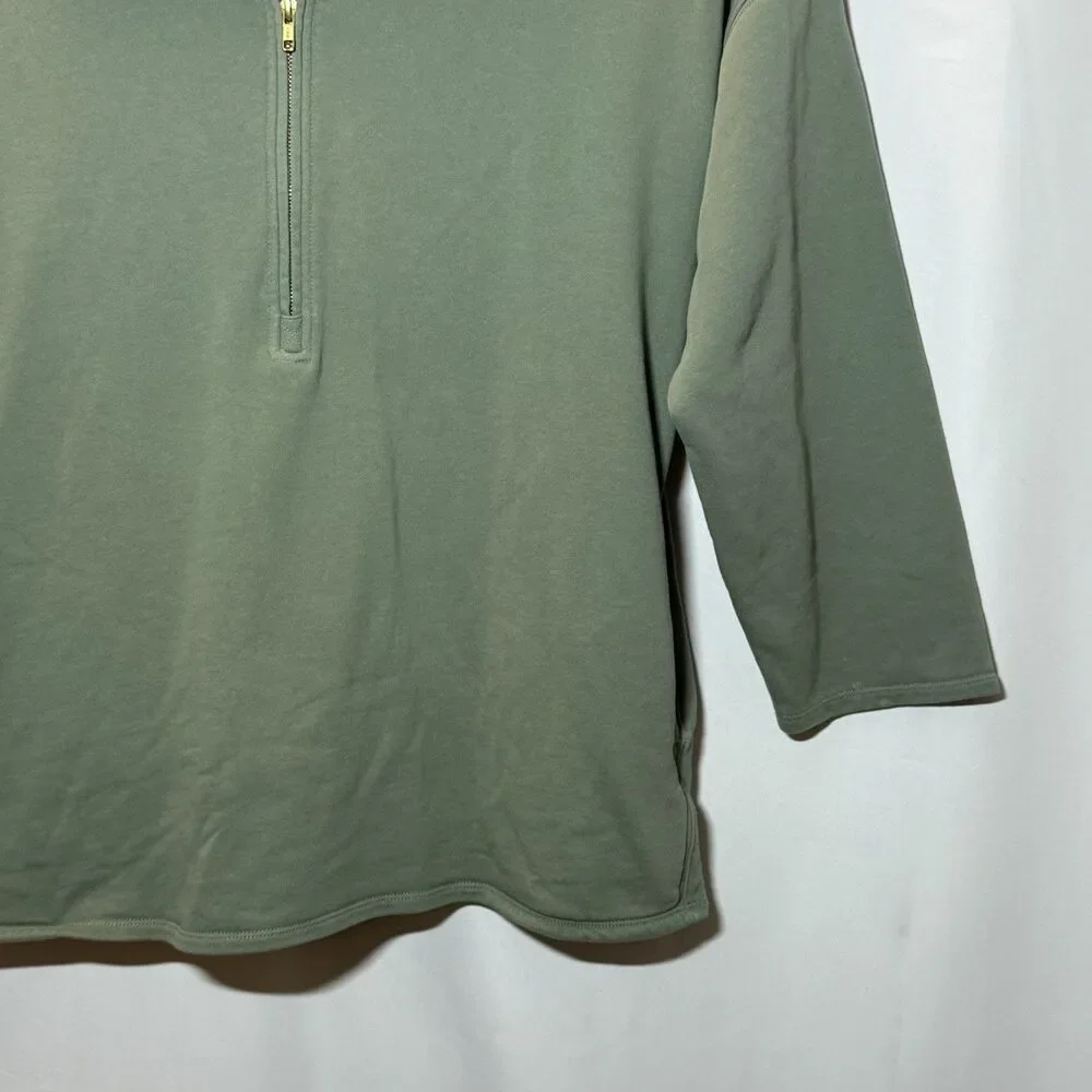 J. Crew University Terry Half Zip Tunic Pull Over Sage Sweatshirt Men’s Size XL